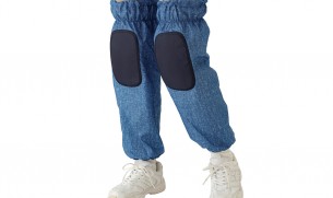 デニム調ひざテクターロング